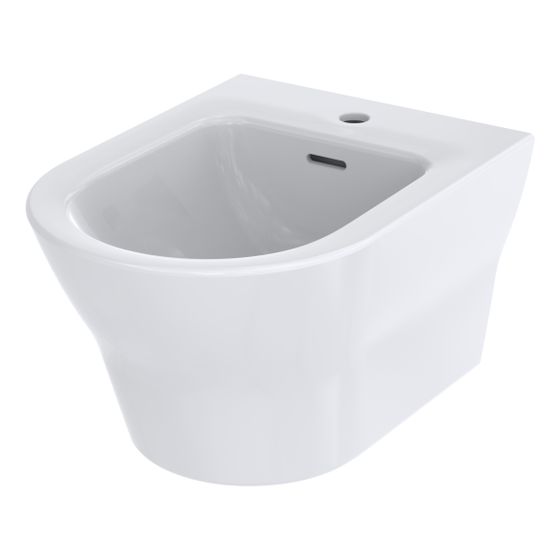 TOTO MH Bidet wandhängend, Vorwandmontage, mit Hahnloch mittig und Überlauf, Keramik Cefiontect, Weiß