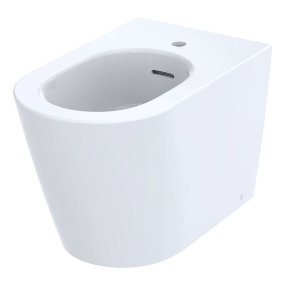 TOTO Bidet RP bodenstehend, Back-to-Wall, mit Hahnloch mittig und Überlauf, Keramik Cefiontect, Weiß