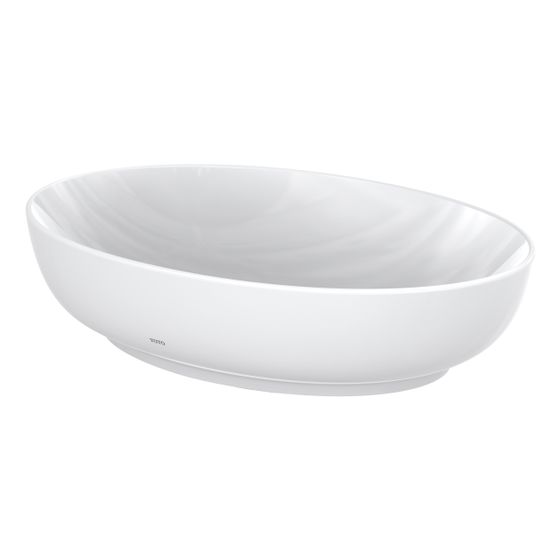 TOTO WU Aufsatzwaschtisch rund, Breite 550mm, Möbelmontage, ohne Hahnloch, mit Überlauf, Keramik Cefiontect, Weiß