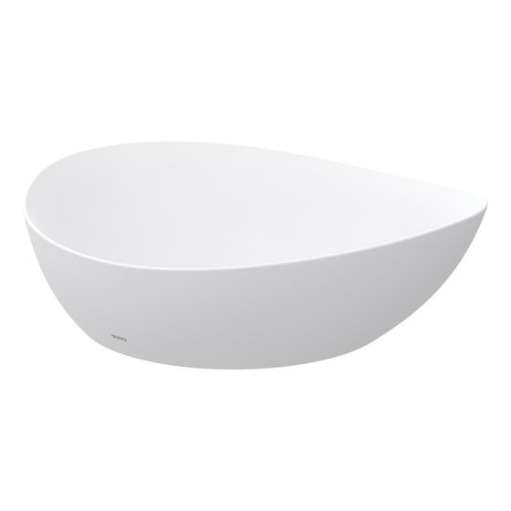 TOTO Aufsatzwaschtisch TA asymmetrisch, Breite 460mm, Möbelmontage, ohne Hahnloch, mit Überlauf, Keramik Cefiontect, Mattweiß