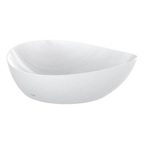 TOTO TA Aufsatzwaschtisch asymmetrisch, Breite 460mm, Möbelmontage, ohne Hahnloch, mit Überlauf, Keramik Cefiontect, Weiß