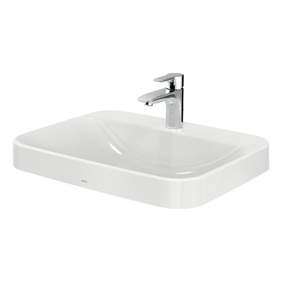 TOTO LF Möbelwaschtisch Breite 600mm, Möbelmontage, mit Hahnloch und Überlauf, Keramik Cefiontect, Weiß