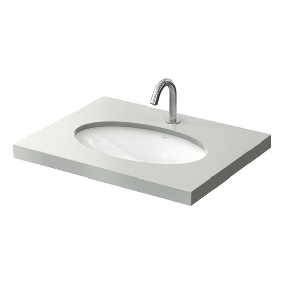 TOTO WU Unterbauwaschtisch rund, Breite 590mm, Möbelmontage, ohne Hahnloch, mit Überlauf, Keramik Cefiontect, Weiß