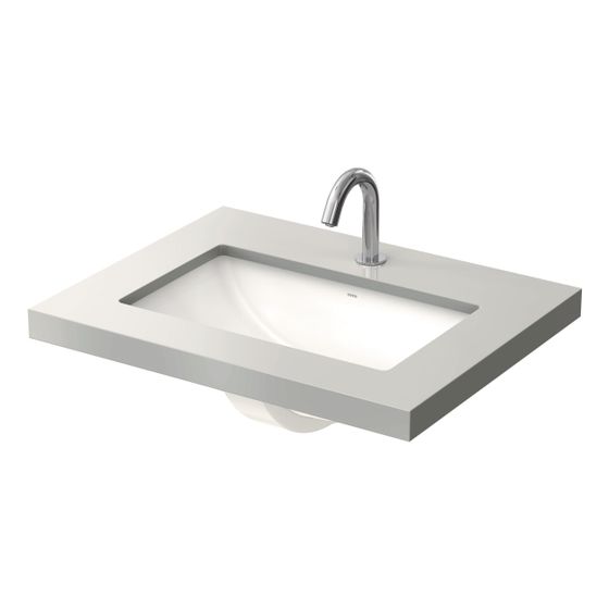 TOTO WU Unterbauwaschtisch eckig, Breite 590mm, Möbelmontage, ohne Hahnloch, mit Überlauf, Keramik Cefiontect, Weiß