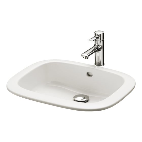 TOTO Einbauwaschtisch eckig, Breite 530mm, Möbelmontage, ohne Hahnloch, mit Überlauf, Keramik Cefiontect, Weiß