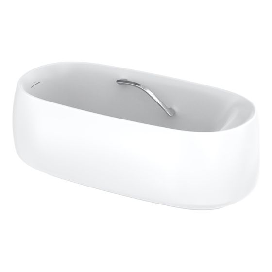 TOTO Floating Badewanne rund, freistehend, 1700mm, mit Wannengriff, Galalato, Recline Comfort, Mattweiß