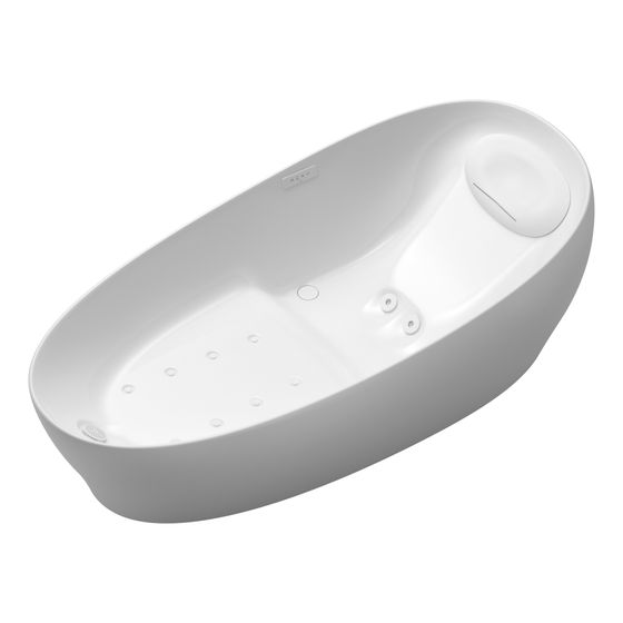 TOTO Floating Badewanne freistehend, 2200mm, Galaline, Weiß, Hydrohands-Warmwasser-Massagefunktion