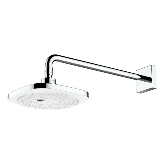 TOTO DaySpa Kopfbrause d. 220mm eckig, mit 2 Strahlarten, Wandbefestigung, Kunststoff, Weiß/Chrom