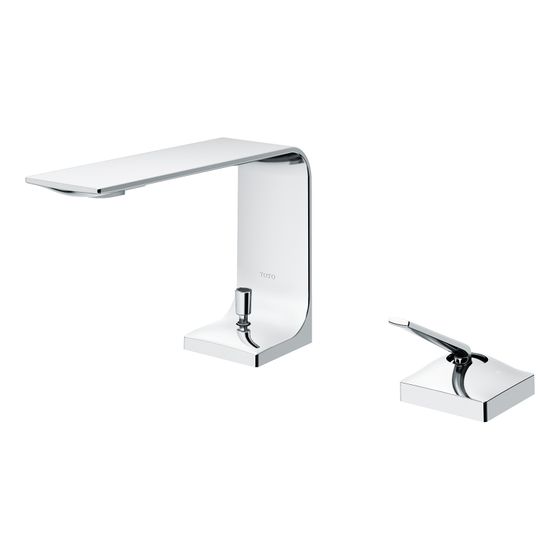 TOTO Zweiloch-Einhebel-Waschtischmischer, mittelhoch, Ausladung 144mm, mit Schaftventil, Messing verchromt