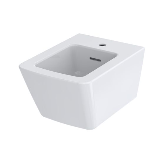 TOTO SP Bidet wandhängend, Vorwandmontage, mit Hahnloch mittig und Überlauf, Keramik Cefiontect, Weiß