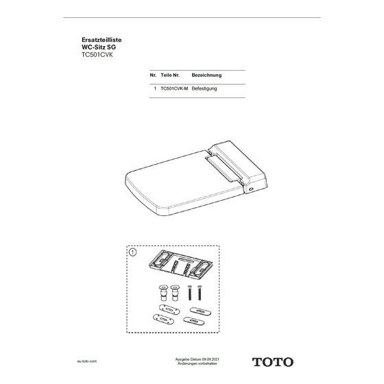 TOTO Befestigung für WC-Sitz SG, TC501CVK-M