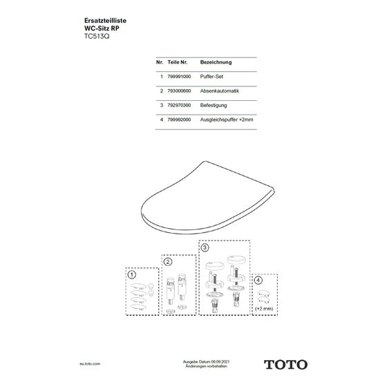 TOTO Softclose Absenkautomatik MH/MH slim/RP/GP für WC-Sitz, 793000600