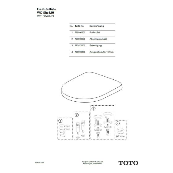 TOTO Pufferset MH/NC/ES für WC-Sitz, 799990200