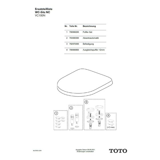 TOTO Softclose Absenkautomatik NC/ES für WC-Sitz, 793000300
