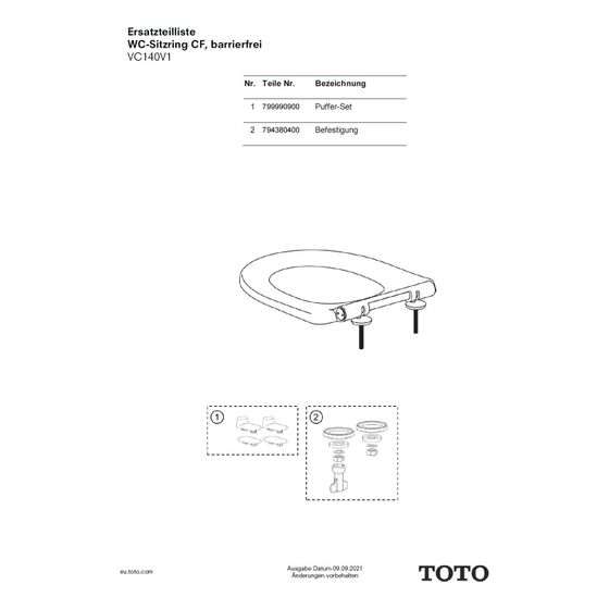 TOTO Befestigungsschrauben CF barrierefrei für WC-Sitz, 794380400