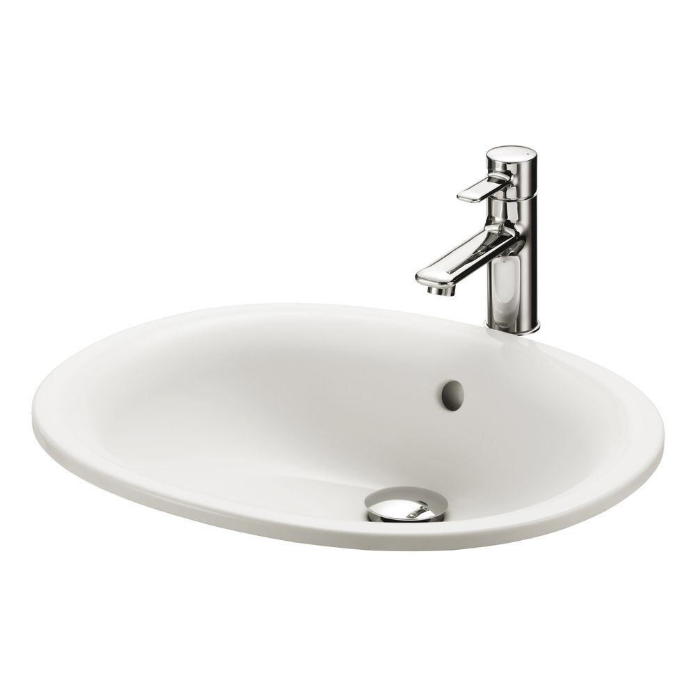 TOTO Einbauwaschtisch rund, Breite 530mm, Möbelmontage, ohne Hahnloch, mit Überlauf, Keram... TOTO-LW762Y 4050663001148 (Abb. 1)