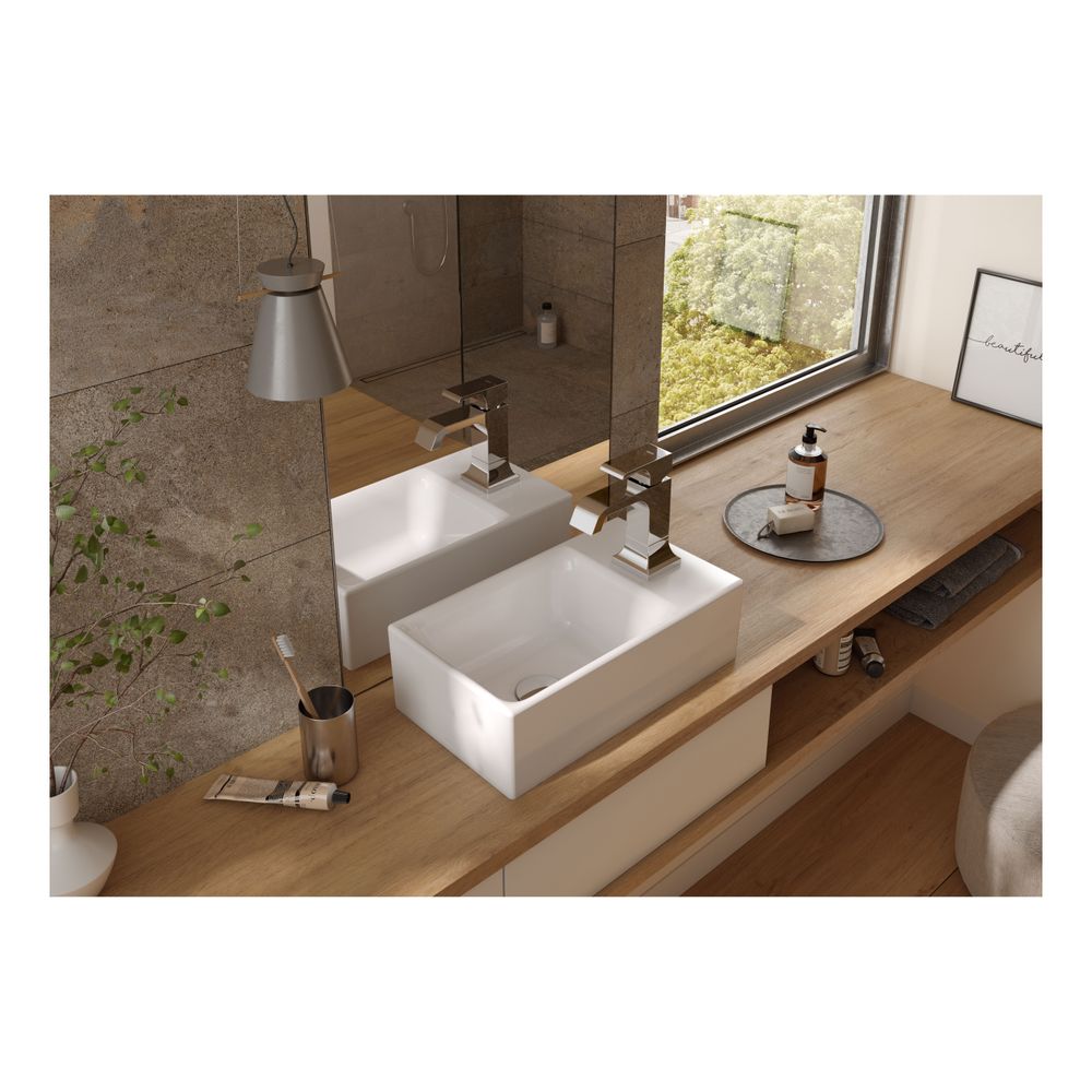 TOTO CS Aufsatzhandwaschbecken eckig, Breite 400mm, Möbelmontage, mit Hahnloch, ohne Übe... TOTO-LW1634WH 4050663095611 (Abb. 2)