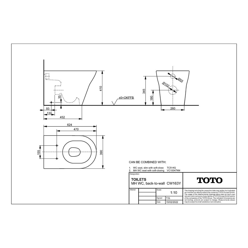TOTO MH Tiefspül-Stand-WC, randlos, Back-to-Wall, Tornado Flush-Düsenspülung, Keramik Cefi... TOTO-CW163Y 4050663090357 (Abb. 4)