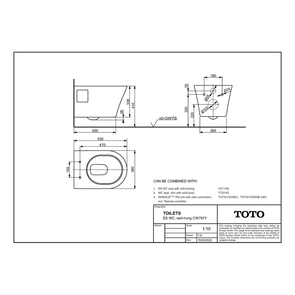 TOTO ES Tiefspül-Wand-WC, randlos, Vorwandmontage, Tornado Flush-Düsenspülung, Keramik Cefi... TOTO-CW797 4050663003012 (Abb. 2)