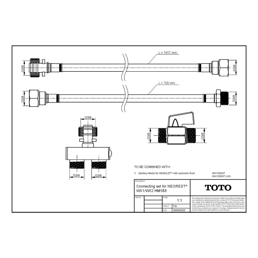 TOTO Anschlussset für Neorest WX1/WX2 zur Verwendung mit TOTO Vorwandelement... TOTO-HM183 4050663096694 (Abb. 2)