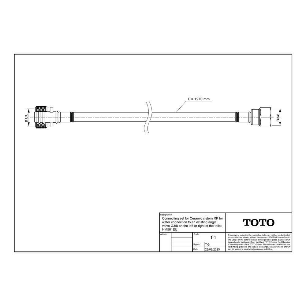 TOTO Anschlussset für Keramik-Spülkasten RP zum Wasseranschluss an vorhandenes Eckventil ... TOTO-HM561EU 4050663096809 (Abb. 2)