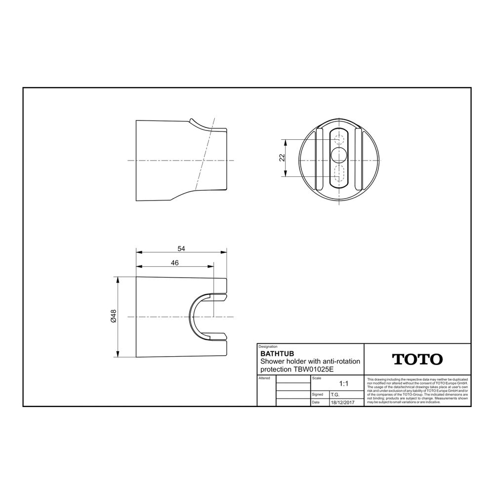 TOTO Brausehalter mit Verdrehschutz, Wandmontage, Kunststoff verchromt... TOTO-TBW01025E 4050663094591 (Abb. 2)