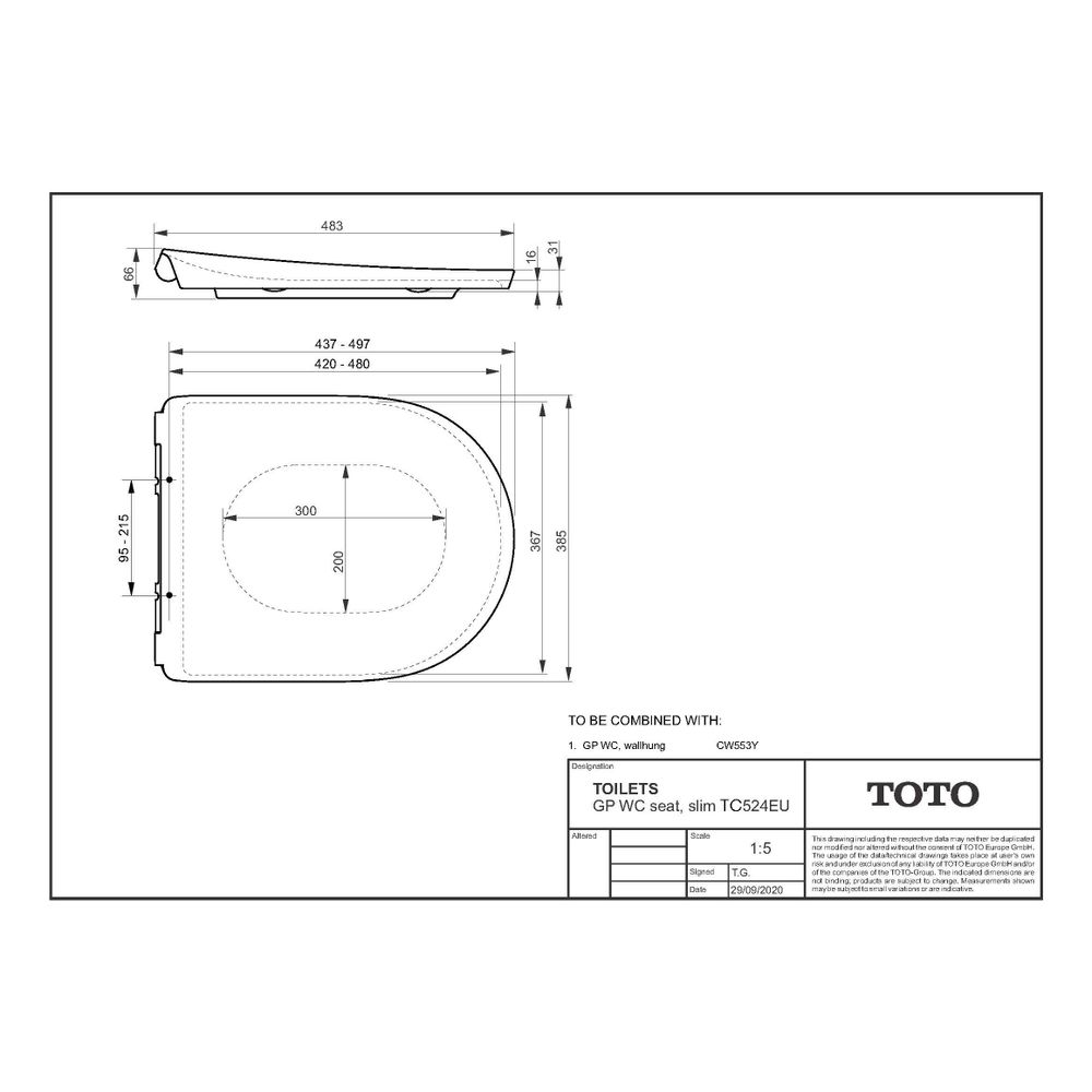 TOTO GP WC-Sitz extra flach, abnehmbar, mit Edelstahlscharnieren und Absenkautomatik, Ure... TOTO-TC524EU 4050663096021 (Abb. 4)