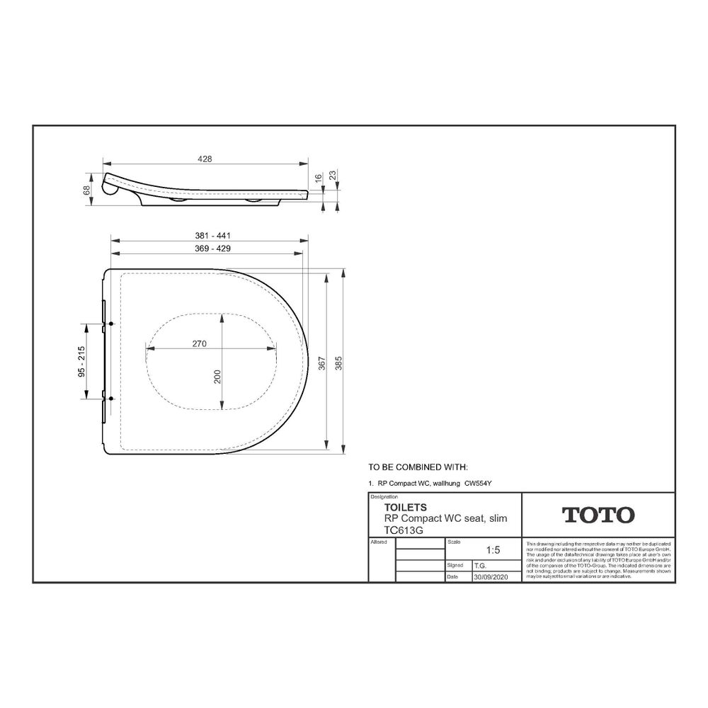 TOTO RP compact WC-Sitz abnehmbar, mit Edelstahlscharnieren und Absenkautomatik, Ureaharz,... TOTO-TC613G 4050663095963 (Abb. 2)