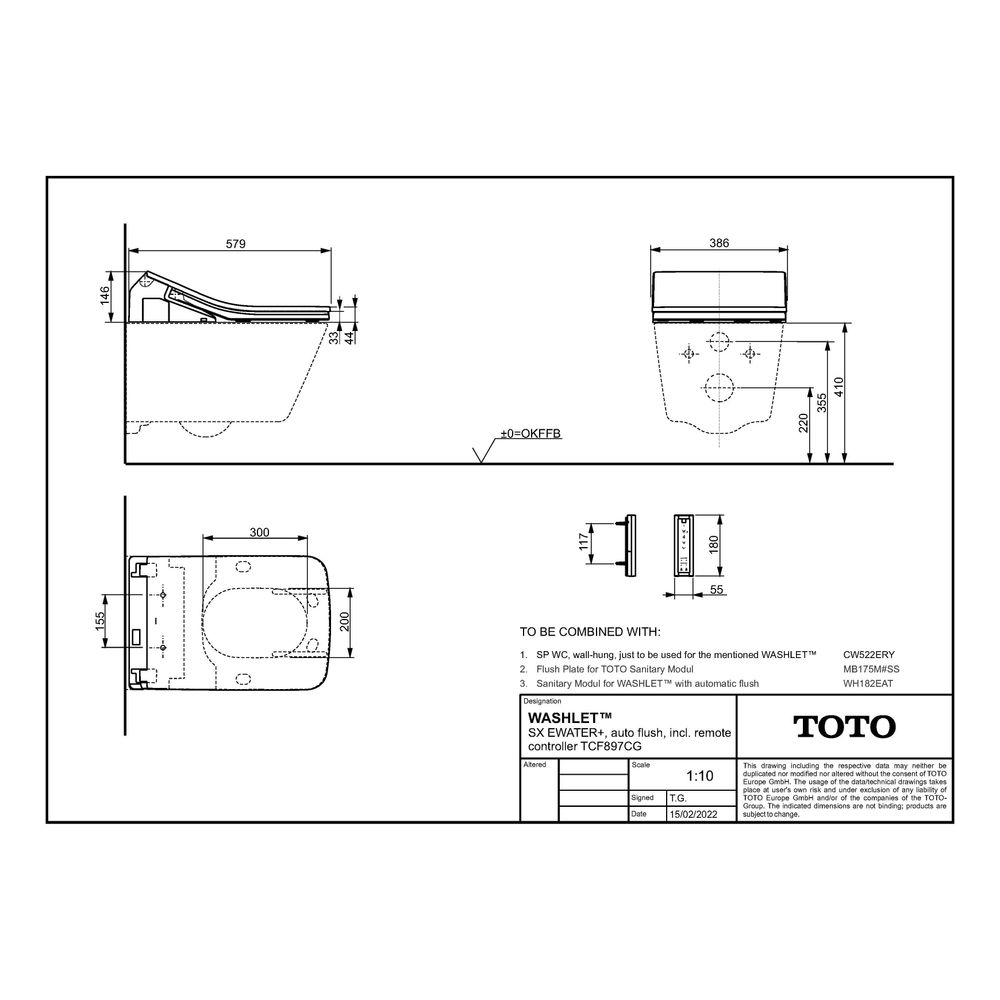 TOTO Washlet SX Dusch-WC mit Fernbed., EWATER plus auto flush, EWATER plus und Entkalkun... TOTO-TCF897CG 4050663095475 (Abb. 2)