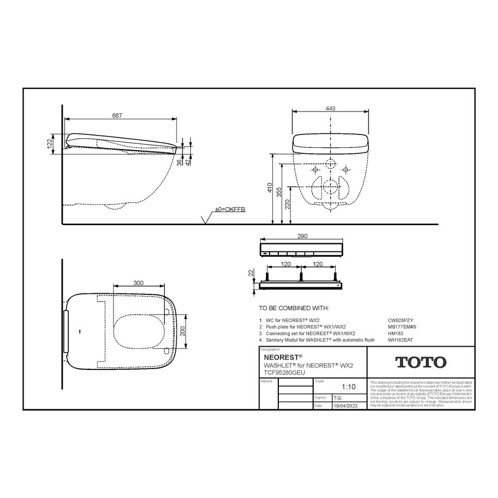 TOTO Washlet für Neorest WX2 mit Fernbedienung, EWATER plus und ACTILIGHT, Ureaharz/... TOTO-TCF95280GEU 4050663096649 (Abb. 11)