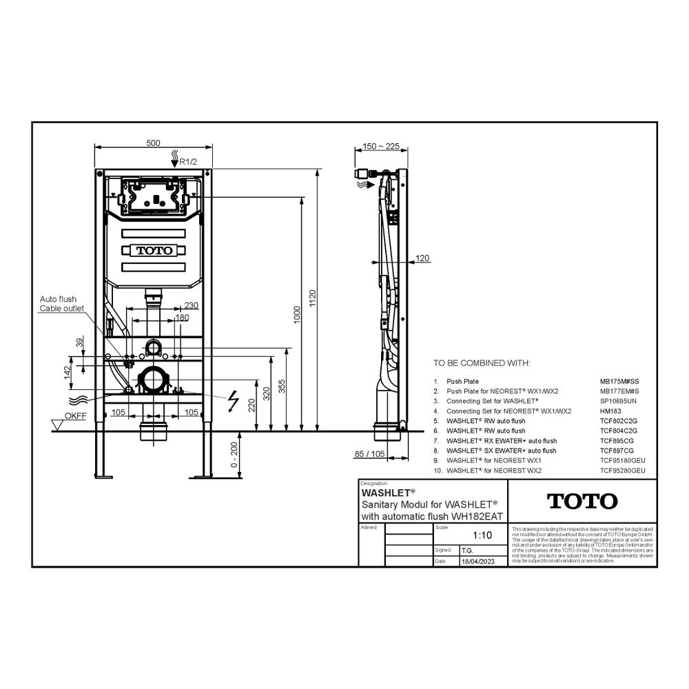 TOTO Vorwandelement für Washlet mit automatischer Spülung, Metall/Kunststoff... TOTO-WH182EAT 4050663095673 (Abb. 4)