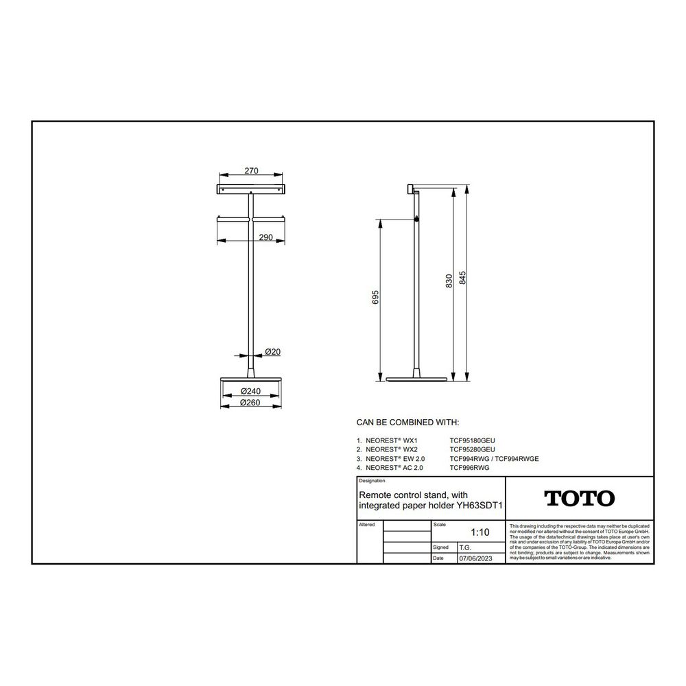 TOTO Halter für Fernbedienung Neorest, bodenstehend, Messing verchromt... TOTO-YH63SDT1 4050663000462 (Abb. 2)
