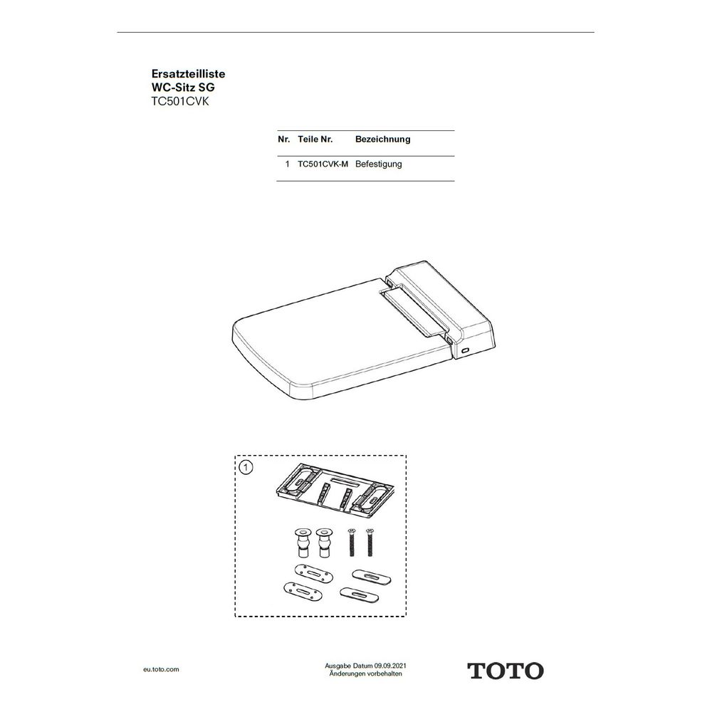 TOTO Befestigung für SG WC-Sitz, TC501CVK-M... TOTO-TC501CVK-M 4050663096250 (Abb. 2)