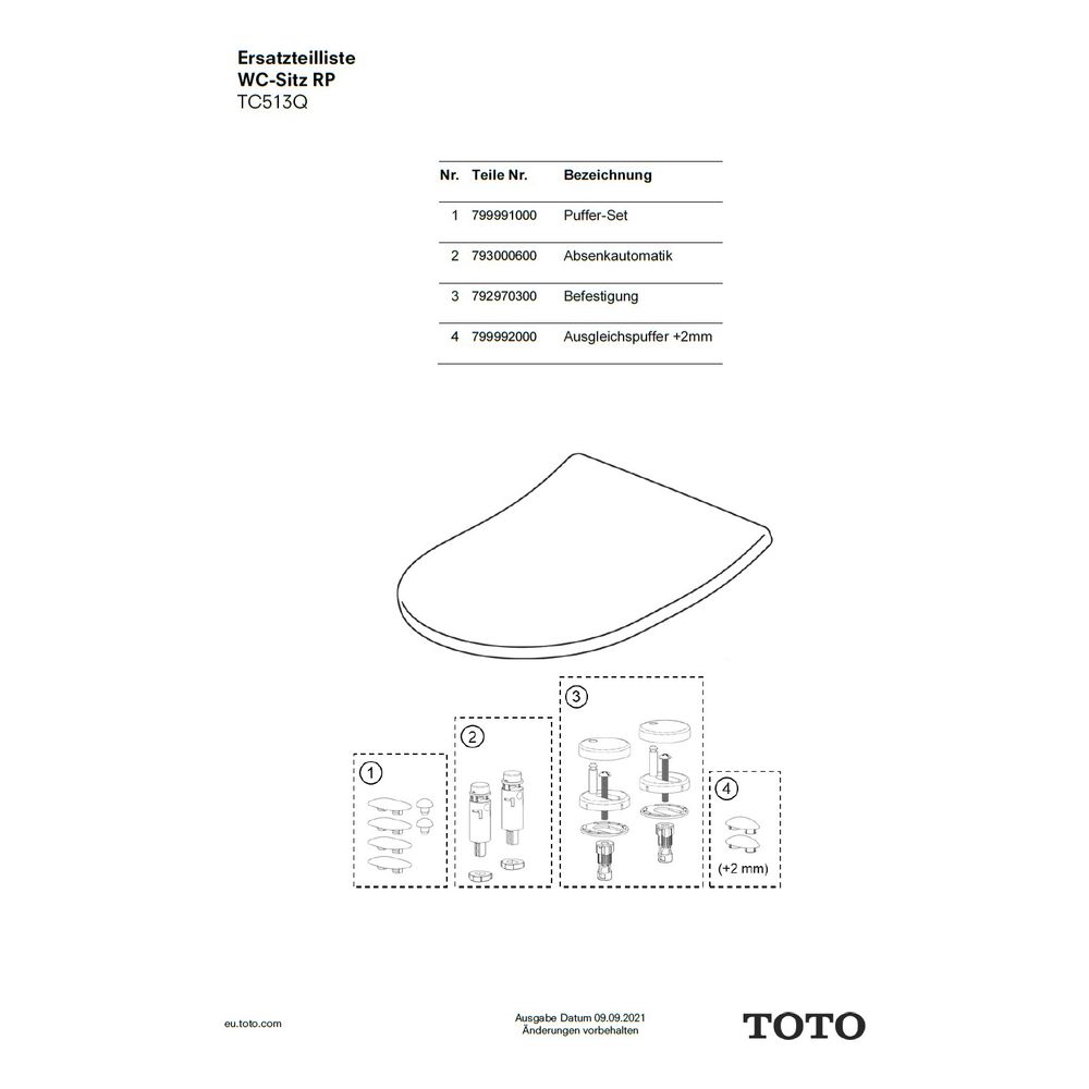 TOTO Puffer-Set MH slim/RP/RP compact/SP/GP für WC-Sitz... TOTO-799991000 4040034015089 (Abb. 3)