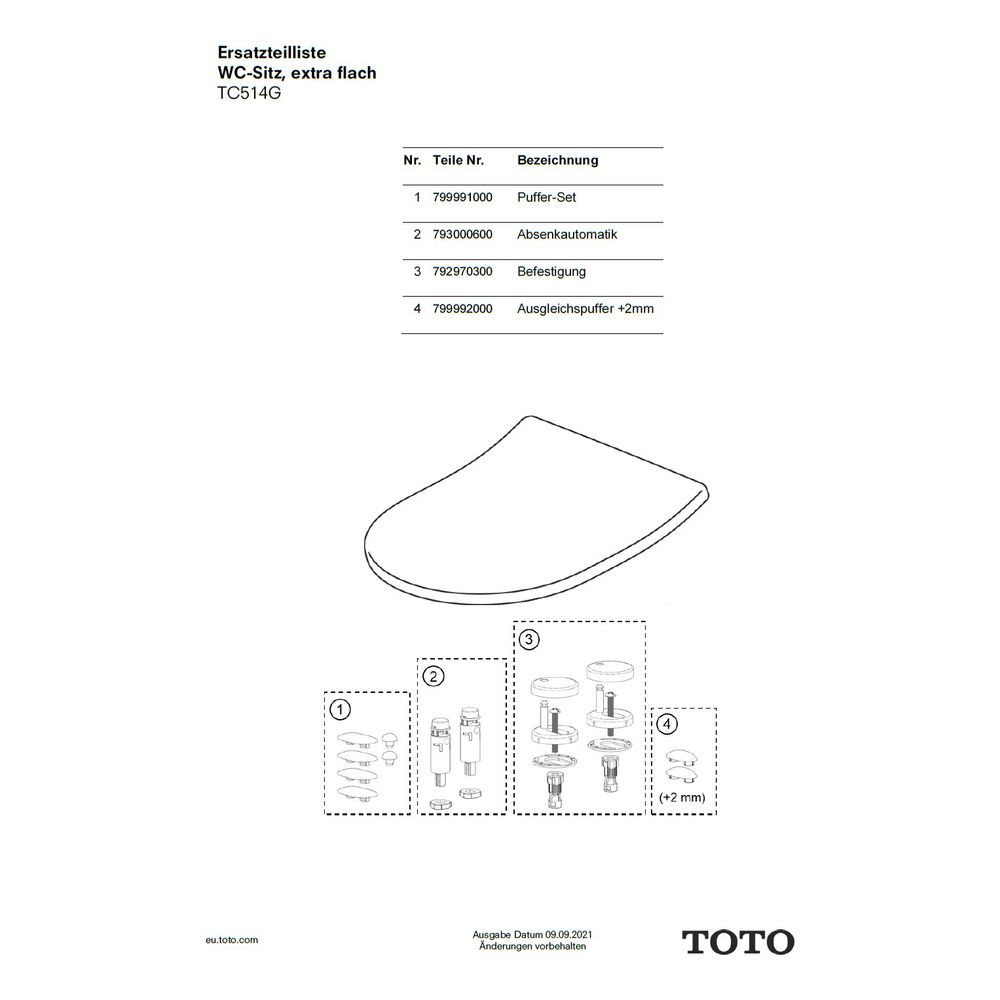 TOTO Puffer-Set MH slim/RP/RP compact/SP/GP für WC-Sitz... TOTO-799991000 4040034015089 (Abb. 2)