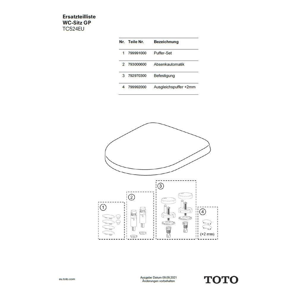 TOTO Puffer-Set MH slim/RP/RP compact/SP/GP für WC-Sitz... TOTO-799991000 4040034015089 (Abb. 6)