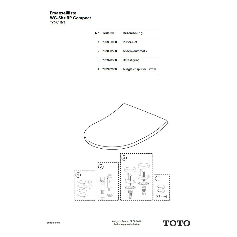 TOTO Puffer-Set MH slim/RP/RP compact/SP/GP für WC-Sitz... TOTO-799991000 4040034015089 (Abb. 4)
