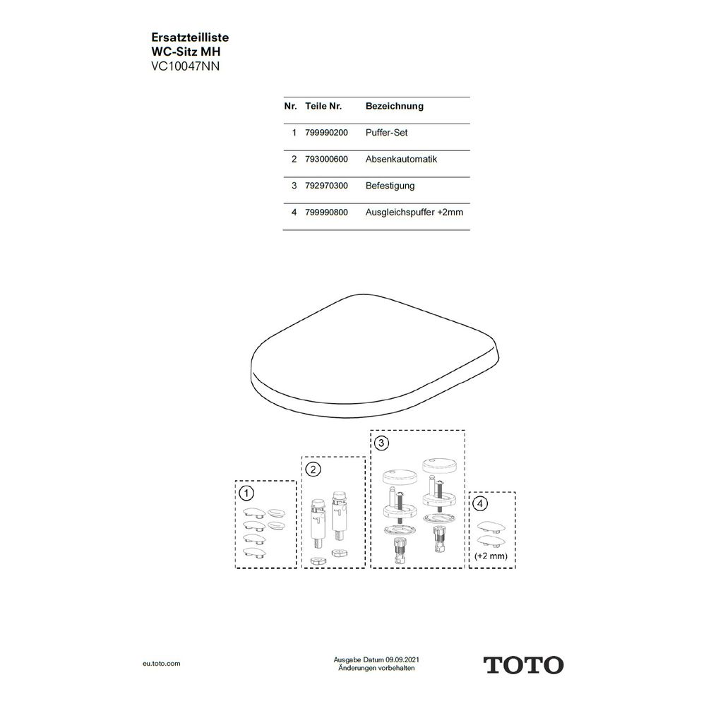 TOTO Puffer-Set MH/NC/ES für WC-Sitz, 799990200... TOTO-799990200 4040034003475 (Abb. 2)