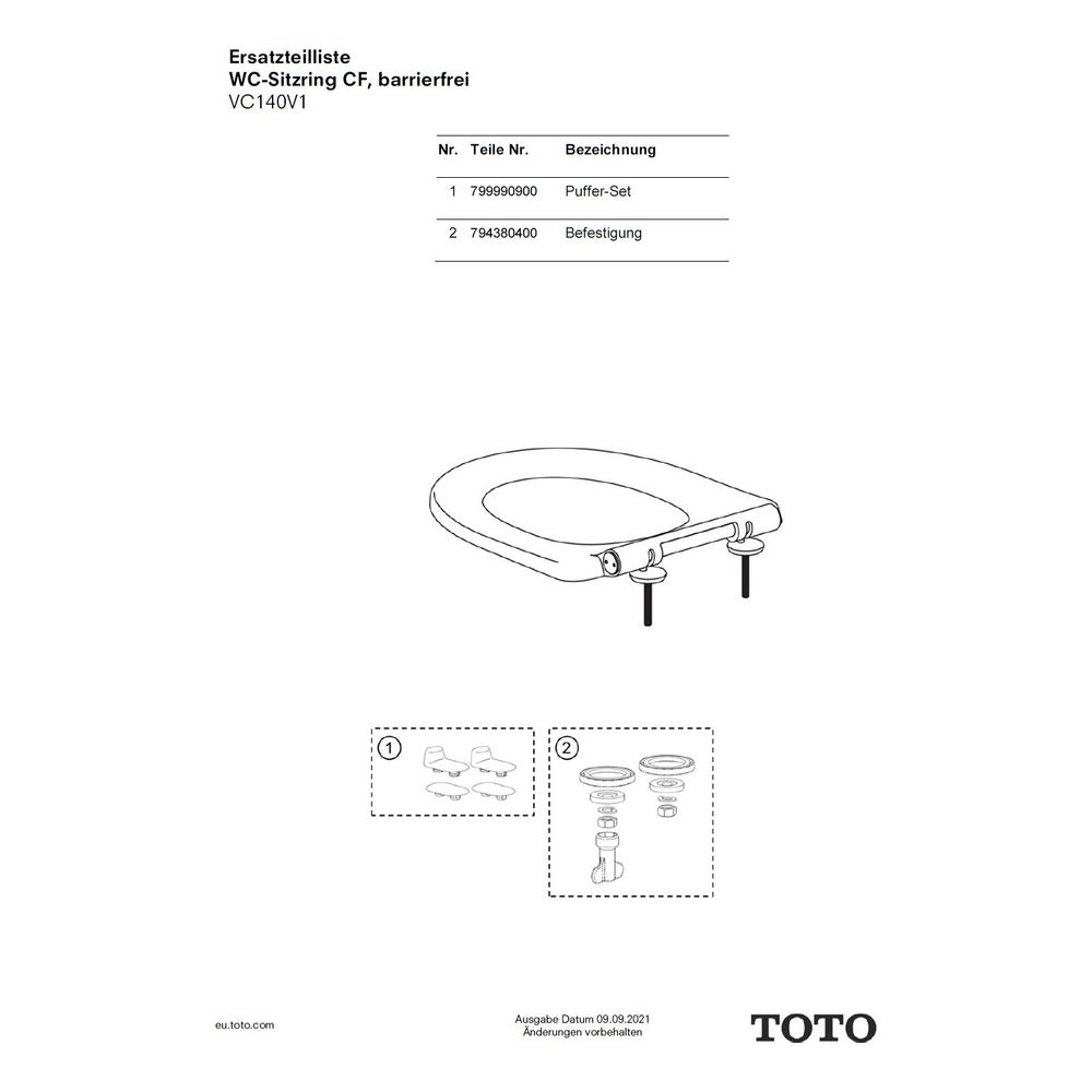 TOTO Puffer-Set MH/NC/ES für WC-Sitz, 799990200... TOTO-799990200 4040034003475 (Abb. 5)