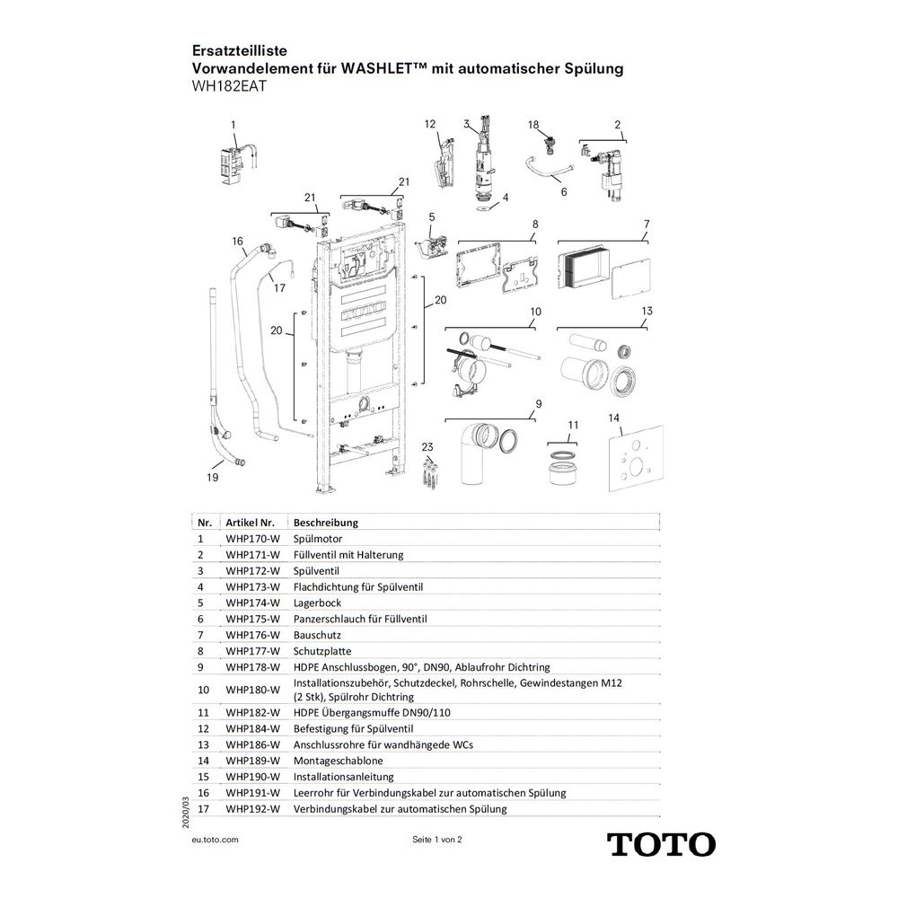 TOTO HDPE Anschlussbogen, 90 Grad, DN 90, Ablaufrohr Dichtring, für Washlet Vorwandeleme... TOTO-WHP178-W 4050663096342 (Abb. 2)