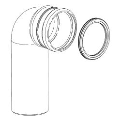 TOTO HDPE Anschlussbogen, 90 Grad, DN 90, Ablaufrohr Dichtring, für Washlet Vorwandeleme... TOTO-WHP178-W 4050663096342 (Abb. 1)