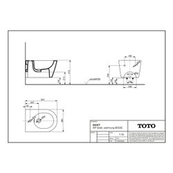 TOTO RP Bidet wandhängend, Vorwandmontage, mit Hahnloch mittig und Überlauf, Keramik Cefion... TOTO-B552E 4050663094867 (Abb. 1)