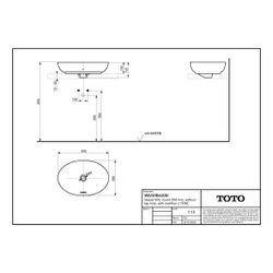TOTO WU Aufsatzwaschtisch rund, Breite 550mm, Möbelmontage, ohne Hahnloch, mit Überlauf, K... TOTO-L1705E 4050663095970 (Abb. 1)