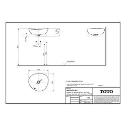 TOTO TA Aufsatzwaschtisch asymmetrisch, Breite 460mm, Möbelmontage, ohne Hahnloch, mit Übe... TOTO-L4704E 4050663095390 (Abb. 1)
