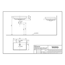TOTO CS Waschtisch eckig, Breite 600mm, Wandmontage, mit Hahnloch und Überlauf, Keramik... TOTO-LW1216CKE 4050663094904 (Abb. 1)