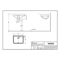 TOTO WU Unterbauwaschtisch eckig, Breite 500mm, Möbelmontage, ohne Hahnloch, mit Überlauf... TOTO-LW1535Y 4050663095437 (Abb. 1)