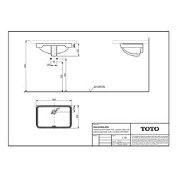 TOTO WU Unterbauwaschtisch eckig, Breite 590mm, Möbelmontage, ohne Hahnloch, mit Überlauf... TOTO-LW1536Y 4050663095420 (Abb. 1)