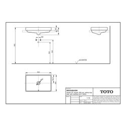 TOTO CS Aufsatzwaschtisch eckig, Breite 600mm, Möbelmontage, ohne Hahnloch, mit Überlauf... TOTO-LW1716WH 4050663095581 (Abb. 1)