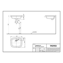 TOTO Einbauwaschtisch eckig, Breite 530mm, Möbelmontage, ohne Hahnloch, mit Überlauf, Kera... TOTO-LW763Y 4050663001155 (Abb. 1)