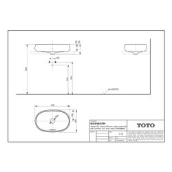 TOTO CE Aufsatzwaschtisch rund, 600mm, ohne Hahnloch, mit Überlauf und Schaftventil, ... TOTO-PJS05WEE#MW 4050663095031 (Abb. 1)
